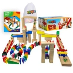 Calmado 200 Teilige Kugelbahn - Murmelbahn Set Aus Holz Für Kinder Inkl. Tasche + Anleitung